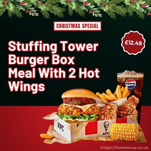 KFC Stuffing Tower Burger Box Meal With 2 Hot Wings