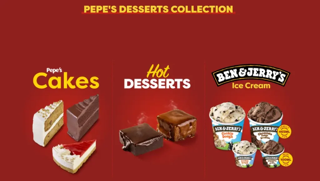 Pepes Desserts Menu