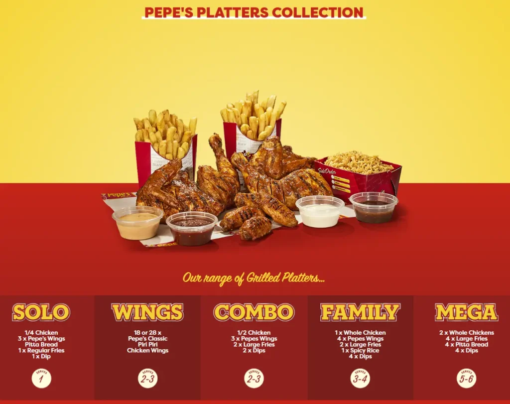 Pepes Platters Menu